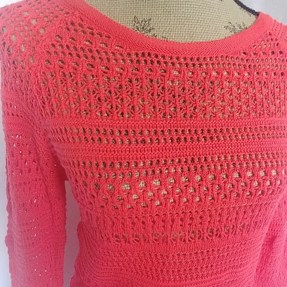 Ann Taylor Coral LOFT Mesh Shirt Top - Picture 2 of 5